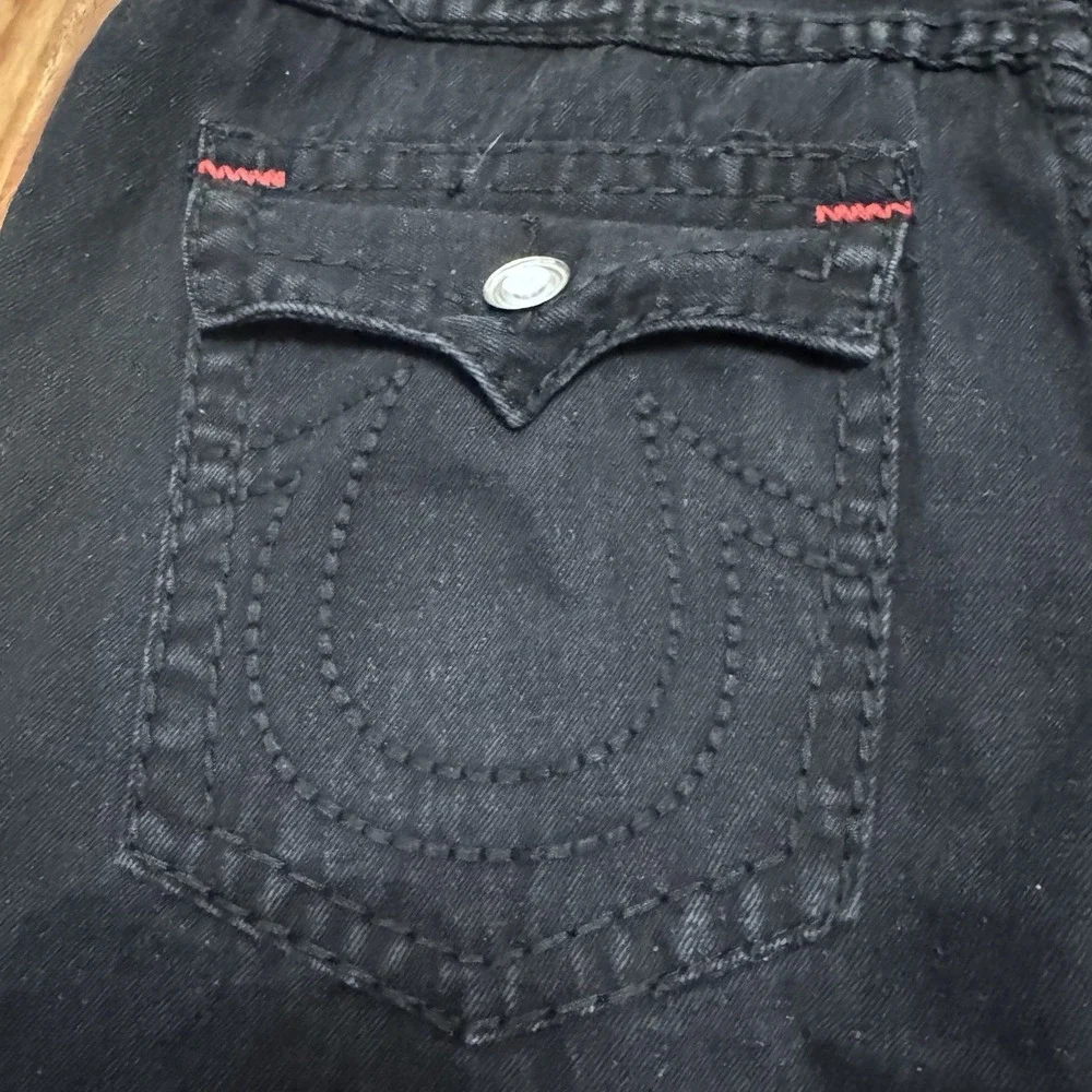 Vintage True Religion Jeans‎ Mens 38x32 Black Red Stitching Billy Super T USA